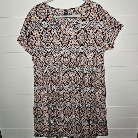 Emery Rose Women's Dress Large Navy Blue Floral Print Polyester - Picture 1 of 6